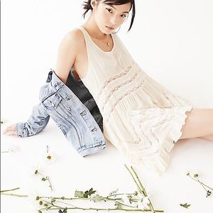 Free People polka dot Voile and Lace Trapeze Slip